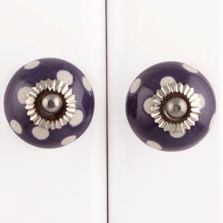 Purple Polka Dot Ceramic Drawer Knob
